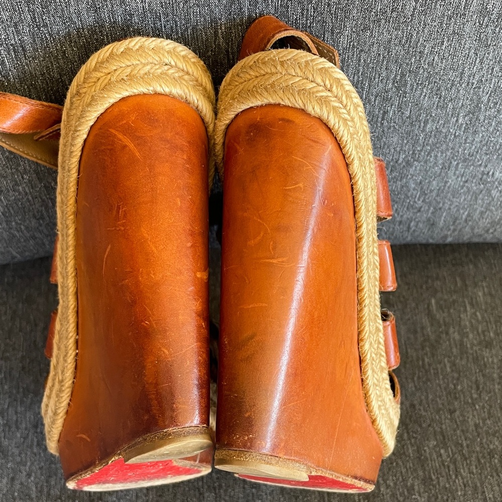 Christian Louboutin Barcelona wedges espadrilles sandals all leather EU 39 / 8 - Picture 12 of 14